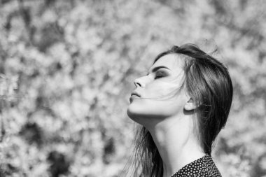 Çok güzelsin. güzel kadın cilt bakımı. Doğa gibi kız. doğal güzellik makyaj. saç modası. yaz açan ağaçlar ve sarı çiçekler. moda güzelliği. bahar çiçeği seksi kadın