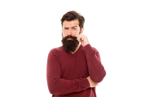 长胡子和胡子的男人孤立的白色背景。头发护理。理发店的概念。胡子毛的生长速度不同。要长出漂亮的胡子，只需把剃须刀和修剪过的胡子收起来，然后等待 — 图库照片