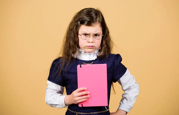 Stressful school day. Education what remains after one has forgotten what one has learned school. Back to school. Knowledge day. School stress causes anxiety. Serious about studying. Little kid study — Stock Photo, Image