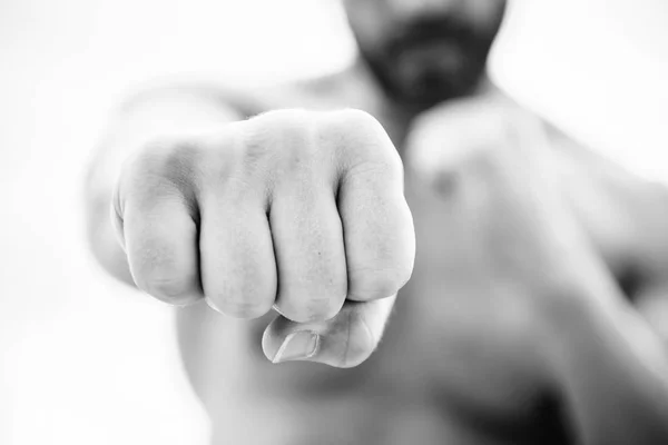 Fist punch. knockout and energy. Sport is our life. no pain no gain. Great progress. success and prigress. strong man punch with huge power. absolute winner — Stock Photo, Image