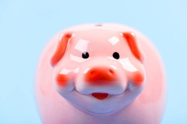 Piggy banka sevimli pembe domuz yakın. Muhasebe ve aile bütçesi. Finans ve yatırım bankası. Banka depozitosu. Finansal eğitim. Kumbara para tasarrufu sembolü. Paranız için daha fazla fikir