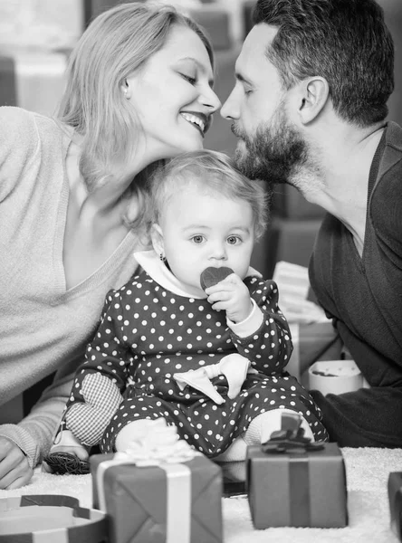 Romantic couple in love and baby girl. Valentines day concept. Together on valentines day. Lovely family celebrating valentines day. Happy be parents. Perfect celebration. Family celebrate their love