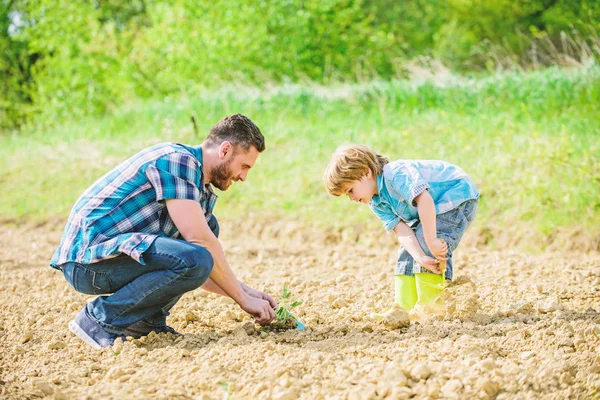 mutlu dünya günü. Aile ağacı. zengin doğal toprak. Eko çiftlik. küçük çocuk çocuk tarım baba yardım. yeni bir hayat. Ekolojik mühendislik. baba ve oğul toprağa çiçek ekiyor. toprak gün