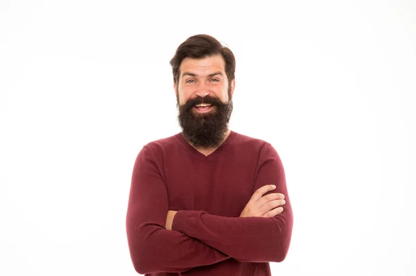 Cabelos de barba crescem em taxas diferentes. Homem com barba longa e bigode isolado fundo branco. Para crescer a barba impressionante, simplesmente guarde sua navalha e aparador e espere. Simplesmente necessário para não se barbear — Fotografia de Stock