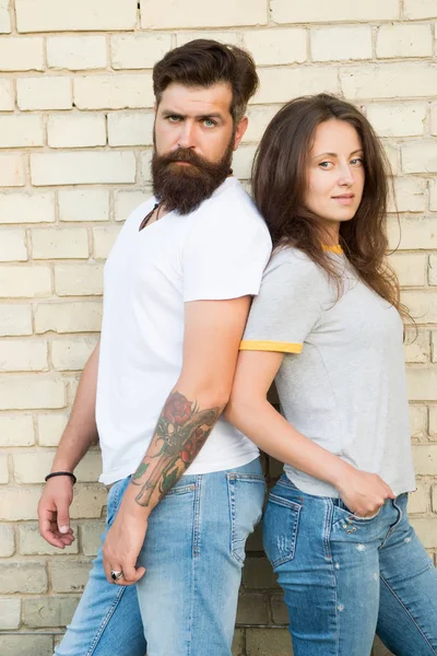 Close relationship. Sensual woman and bearded man enjoying romantic relationship. Loving relationship between brutal hipster and sexy girl. Building trust in relationship