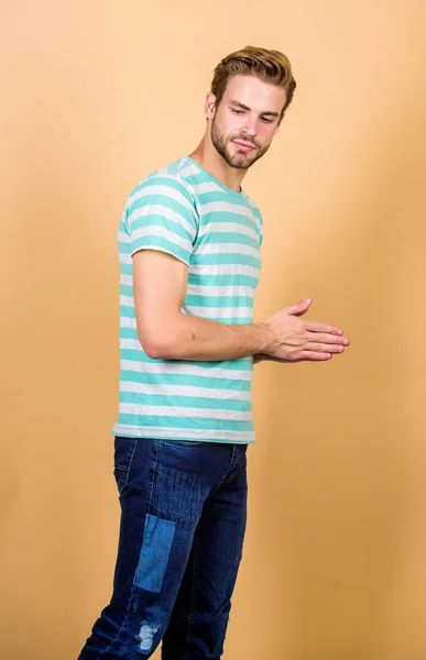 Beauty routine and self care. Handsome man is confident purposeful wholesome. Well groomed handsome guy with bristle and nice hairstyle. Handsome man face could representing timeless handsome macho — Stock Photo, Image