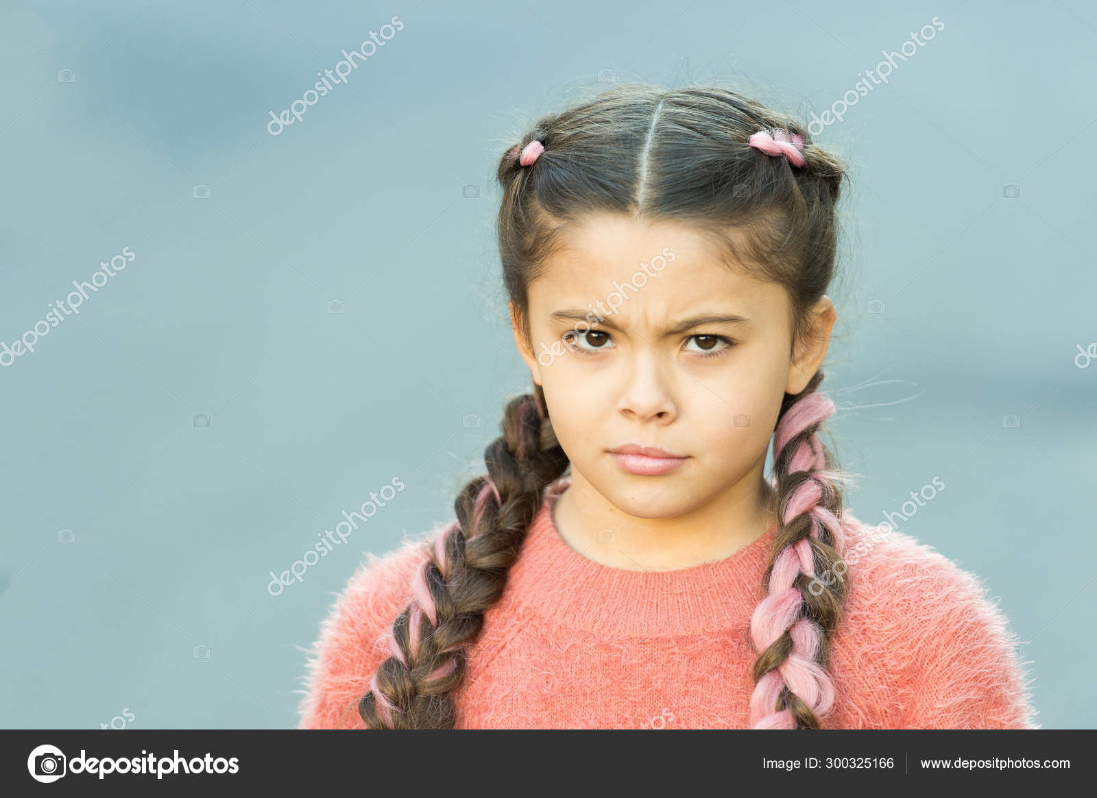 Suspicious Look Girl With Braided Hair Style Pink Kanekalon