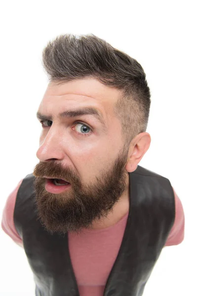 Hey you there. Masculinity and brutality. Lumbersexual well groomed hipster looking at camera. Hipster with mustache and long beard. Man mature bearded muscular brutal hipster white background — Stock Photo, Image