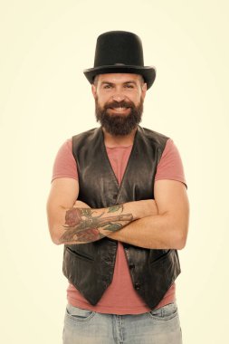 Biraz sihir görmeye hazırım. Sihirbaz karakter. Sihirbaz hile performans kavramı. Sirk sihirbazlık numarası performansı. Sihirbaz sirk çalışanı. Adam sakallı adam neşeli yüz sihirbaz olarak sorunu çözmek