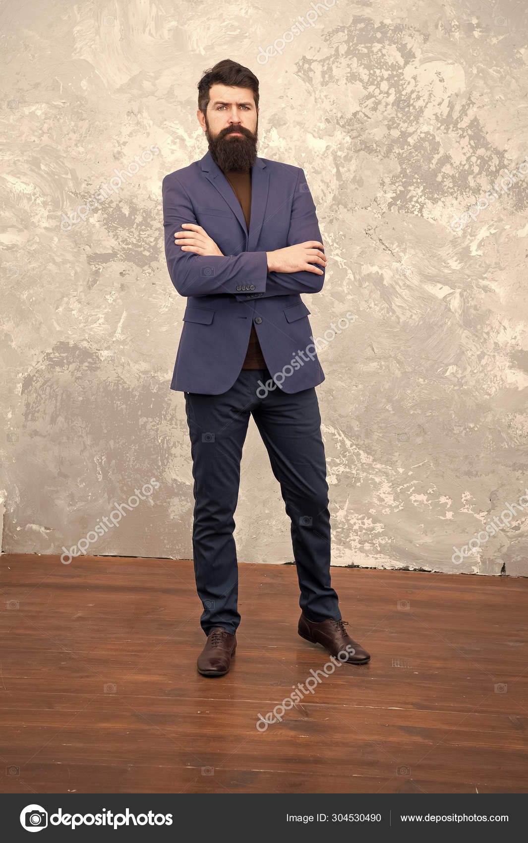 Formal outfit. Take good care of suit. Elegancy and male style. Businessman  or host fashionable outfit grey background. Fashion concept. Classy style.  Man bearded hipster wear classic suit outfit Stock Photo by ©