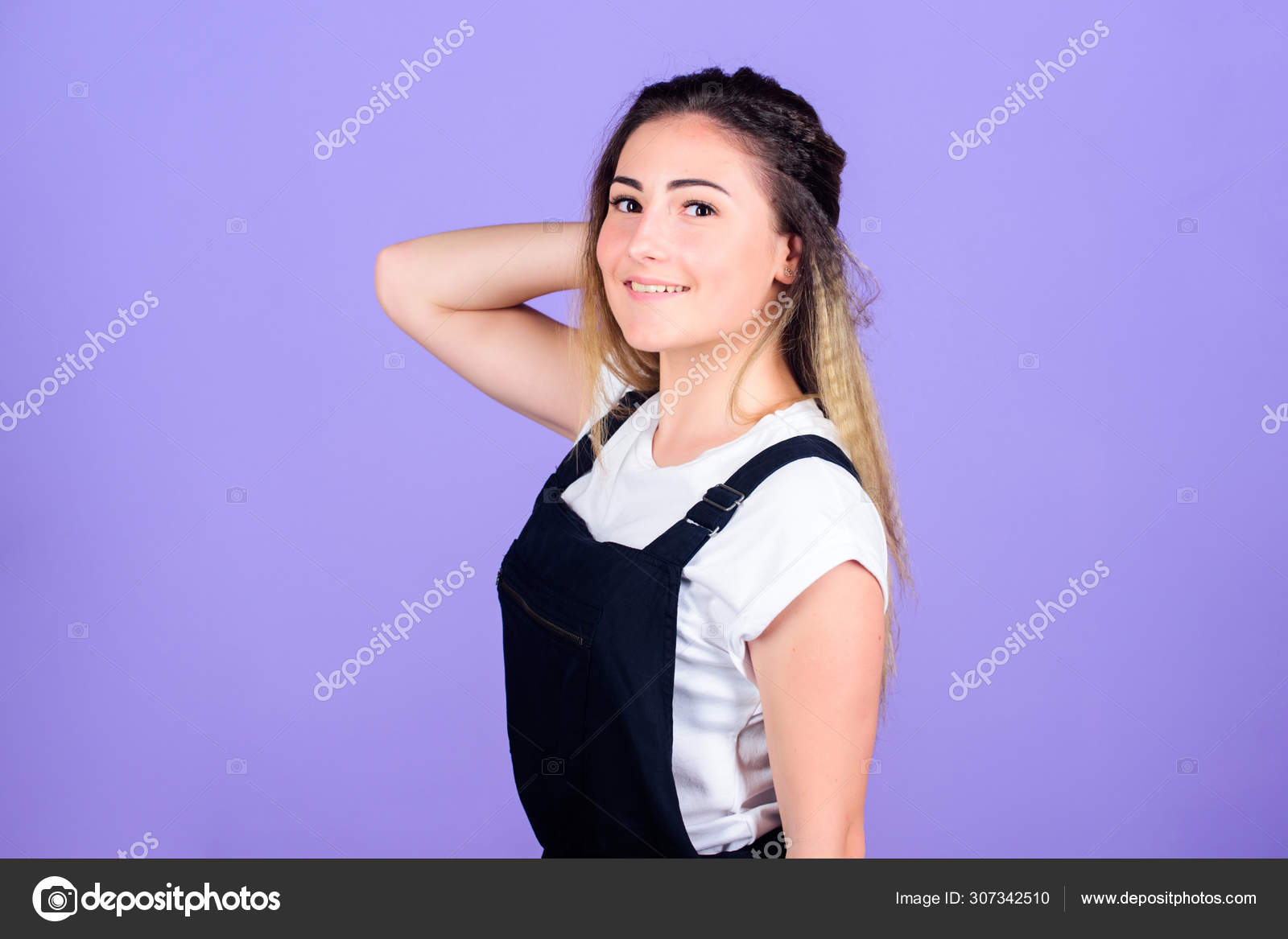Trendy Crimped Hairstyles Woman Dreamy Face Posing With Stylish