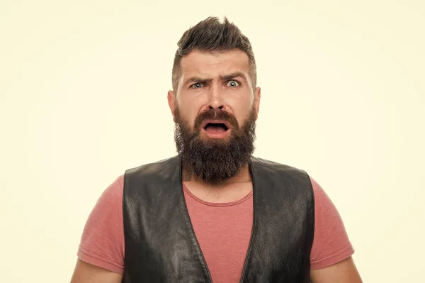 Bearded man. Hair and beard care. Male barber care. scared man hipster. Facial care. Young and brutal. Really bad shave. Mature hipster with beard. brutal caucasian hipster with moustache — Stock Photo, Image