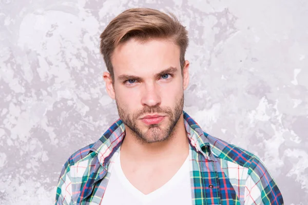 Beard grooming. Hairdresser salon. Barber concept. Skin care. Handsome man unshaven face. Caucasian male model with unshaven handsome face and stylish hairstyle. Casual and handsome. Natural beauty — Stock Photo, Image