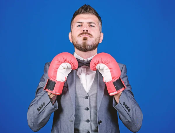 Best criminal defense lawyer strategies. Attack and defense concept. Achieve success. Tactics proven to work. Criminal defense lawyer planning out strategies. Businessman wear boxing gloves — Stock Photo, Image