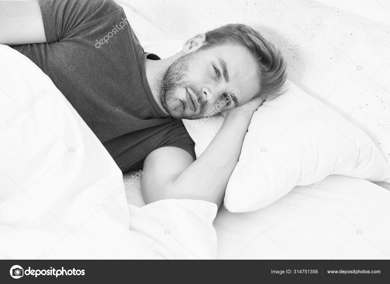 Just One More Minute In Bed Sleepy Man Lying In Bed On Waking In The Morning Tired Man Falling Sleep In Bed Its Bed For Me Stock Photo Image By C Just One More Minute In Bed Sleepy Man Lying In Bed On Waking In The Morning Tired Man Falling Sleep In Bed Its Bed For Me Stock Photo Image By C
