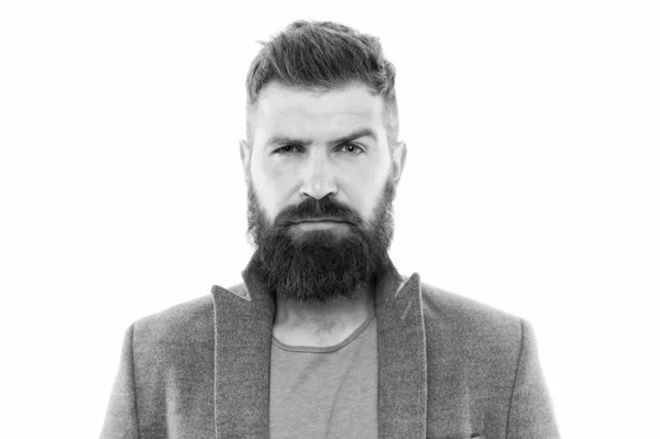 Barbu et beau. Bearded hipster veste à la mode élégant. Les hommes portent une tenue décontractée élégante. Garde-robe masculine. Vêtements homme et concept de mode. Trucs et astuces bel homme. Attrayant et beau — Photo