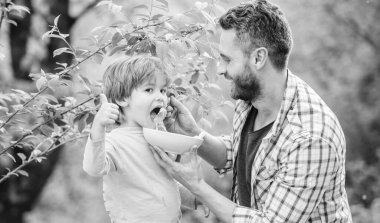 Sabah kahvaltısı. Babalar günün kutlu olsun. Babası olan küçük çocuk mısır gevreği yiyor. sağlıklı gıda ve diyet. Süt ürünleri. oğlu ve baba açık havada yemek. aile ve ebeveynlik. Sağlıklı gıda sağlıklı yaşamdır