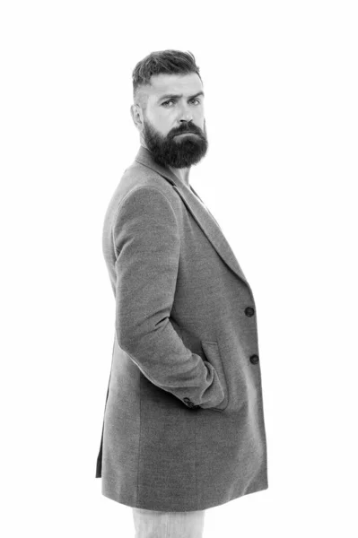 Veste décontractée parfaite pour toute occasion. Se sentir à l'aise dans les vêtements en tissu naturel. Simple et décontracté. Tenue décontractée. Vêtements homme et concept de mode. Homme barbu hipster veste élégante à la mode — Photo