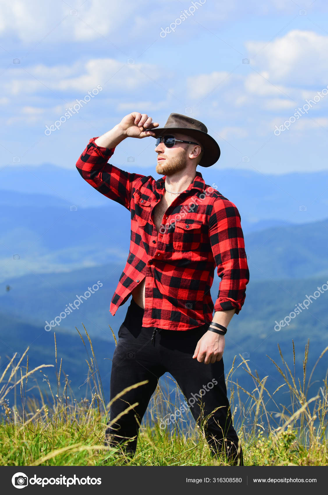 portrait of a hot cowboy outdoors  Cowboy outfit for men, Country men, Hot  country men