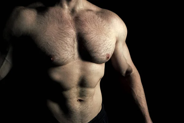 Trup s šesti pack a ab svalů člověka. Svalnatý muž, trupu a hrudi — Stock fotografie