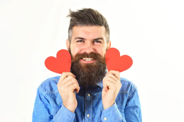 Concepto de San Valentín. Hipster enamorado celebra el día de San Valentín — Foto de Stock