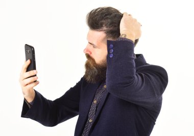 Selfie, apps, social network concept. Fashion and style, new technologies.