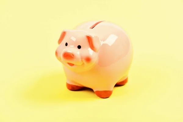 金融・投資銀行。銀行預金。金融教育。ピギーバンクかわいいピンクの豚が閉じます。会計と家族の予算。貯金の貯金箱のシンボル。あなたのお金のためのより多くのアイデア — ストック写真