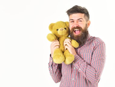 Hipster ya da baba hediye ya da hediye olarak yumuşak oyuncakla.