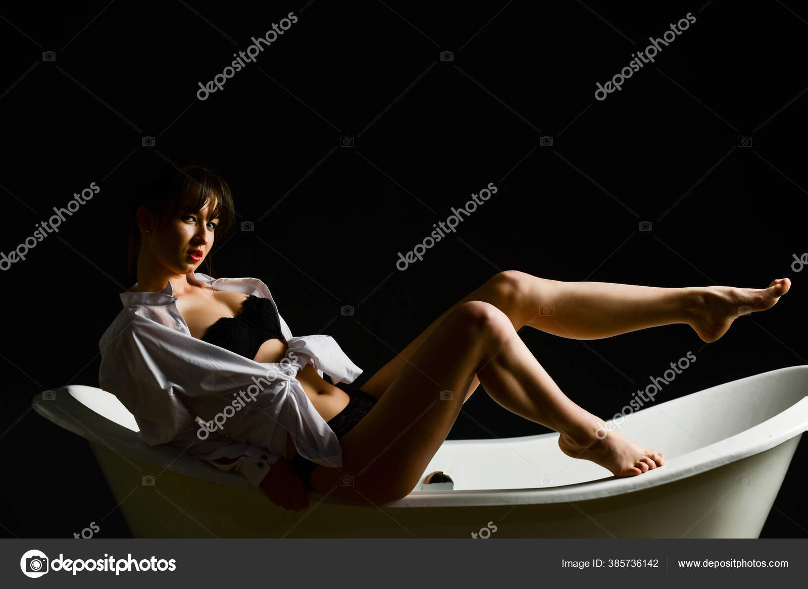 Woman in mens shirt erotic