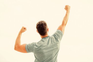 Şampiyon. Gelecekteki fırsatlar. Liderlik ve rekabet. Gelecekte görüşürüz. Gelecek konsepti. Güçlü kaslı vücut güçlü arka görüş hissediyor. Başarılı bir atlet. Zafer ve başarı