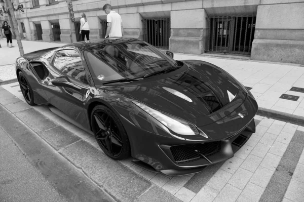 Supercar Lamborghini Huracan LP 610-4 black color parked at the street in Hamburg — Stock Photo, Image