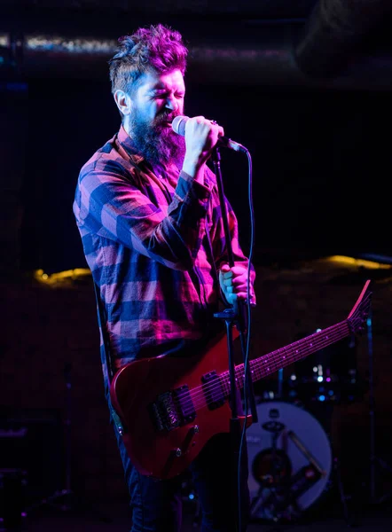 Frontman concept. Young rock musician, singer. Musician — Stock Photo, Image