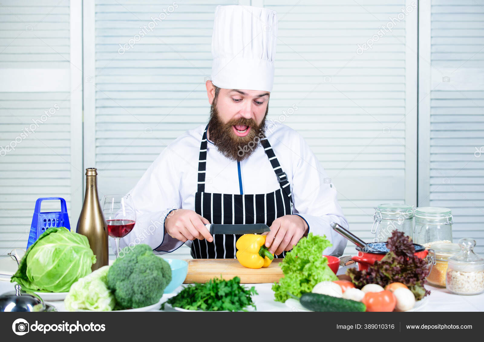 Sharp knife chopping vegetable. According to recipe. Prepare ingredient
