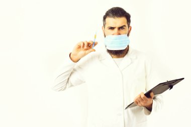 Kaba sakallı Kafkas doktor ya da lisansüstü öğrencisi