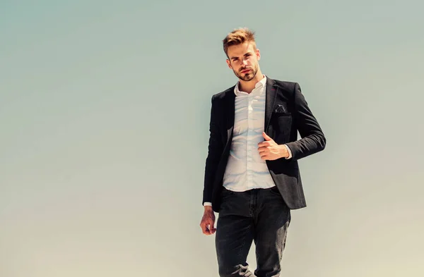 Success concept. formal male fashion. modern lifestyle. confident businessman. Handsome man fashion model. sexy macho man. male grooming. Bearded guy business style. business school. Business coach — Stock Photo, Image