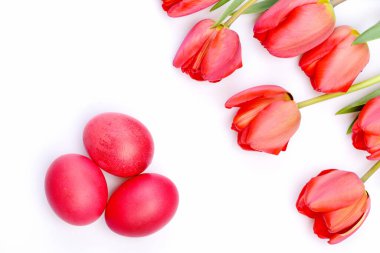 Tatil için bir buket bahar lalesi. Pembe laleler