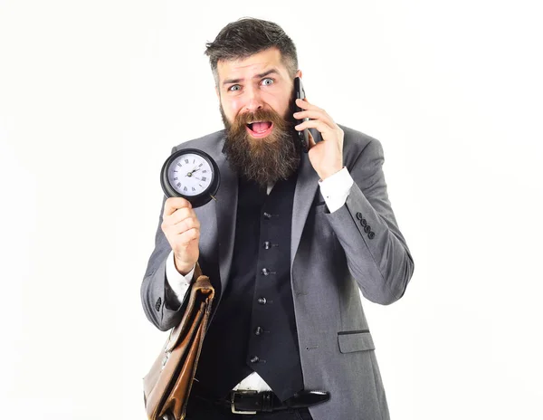 Homem barbudo não tem tempo Falta de conceito de tempo . — Fotografia de Stock