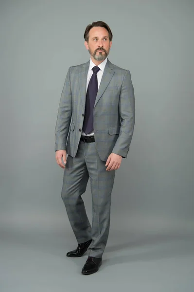 Formal is forever. Senior manager in formal style. Bearded man wear formal suit. White collar. Formal work fashion. Professional attire. Office outfit. Business clothing. Dress code. Formalwear — Stock Photo, Image
