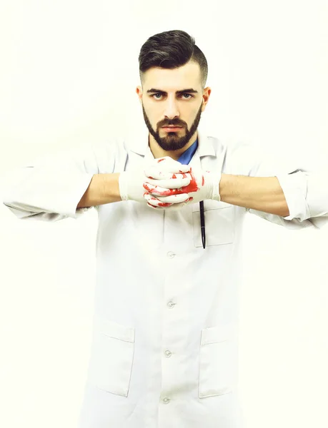 Man with beard in medical uniform. Surgery and treatment concept. — Stock Photo, Image