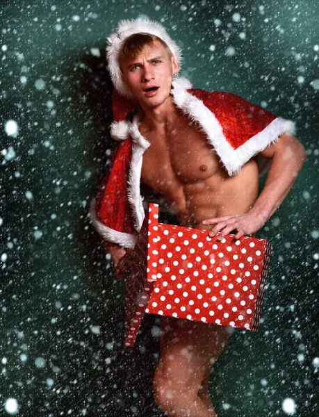 Handsome macho santa man — Stock Photo, Image