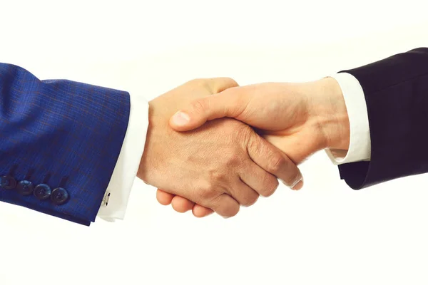 Hände von Geschäftsleuten oder Freunden berühren sich beim Händedruck — Stockfoto