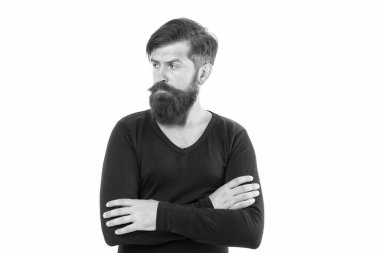 Moda tarzı ve moda. Olgun bir adamın modaya uygun görünüşü. Erkek giyim konsepti. Vahşi ve şık bir hippi. Şehir tarzı giyinmiş sakallı adam. Adam sonbahar stili. Sıradan şehir kıyafetleri.