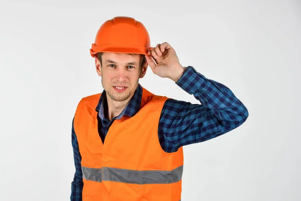 Man dragen beschermende harde hoed reparatie werken, ingenieur carrière concept — Stockfoto