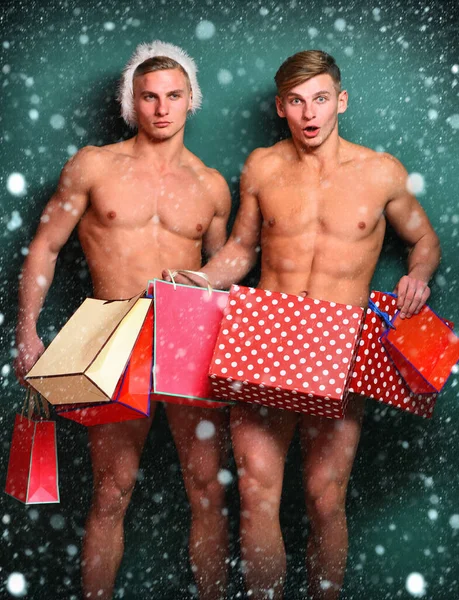 Hezký macho santa dvojčata — Stock fotografie