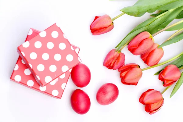 Ramo de tulipanes de primavera para vacaciones. Tulipanes en color rosa — Foto de Stock