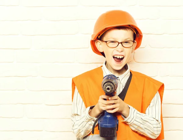 Jovem bonito construtor menino — Fotografia de Stock