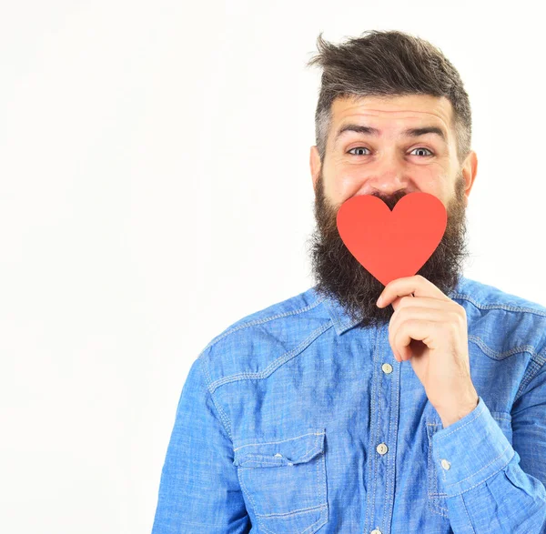 Amor e sentimentos românticos conceito. Homem com barba — Fotografia de Stock