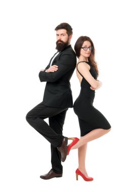 Seksi kadın ve smokin adam. Birbirine aşık çiftler. İş ortaklığı ve işbirliği. Aşk ve romantizm. Resmi bir çift. Sevgililer günün kutlu olsun. Zarif, kendine güvenen bir erkek ve kadın. Birlik gücü. Birbirimizi seviyoruz.