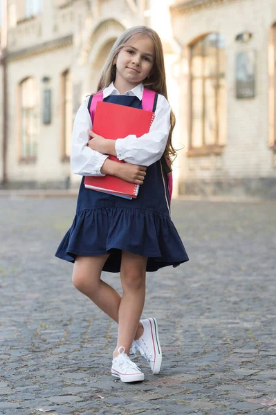 Onderwijs voor de toekomst. Klein kind terug naar school. Basisonderwijs. Code van de schooljurk. Privé onderwijs. Privéles. 1 september. Opstarten. Kennisdag. Excellentie in het kinderonderwijs — Stockfoto