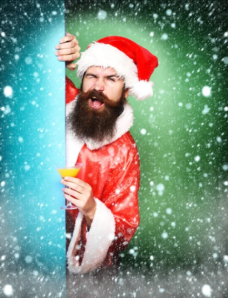 Смішний бородатий Санта Клаус чоловік — стокове фото